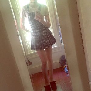 Grunge checked overall miniskirt